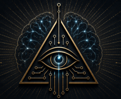 Sovereign Viceroy logo placeholder: metallic node with three glowing blue dots